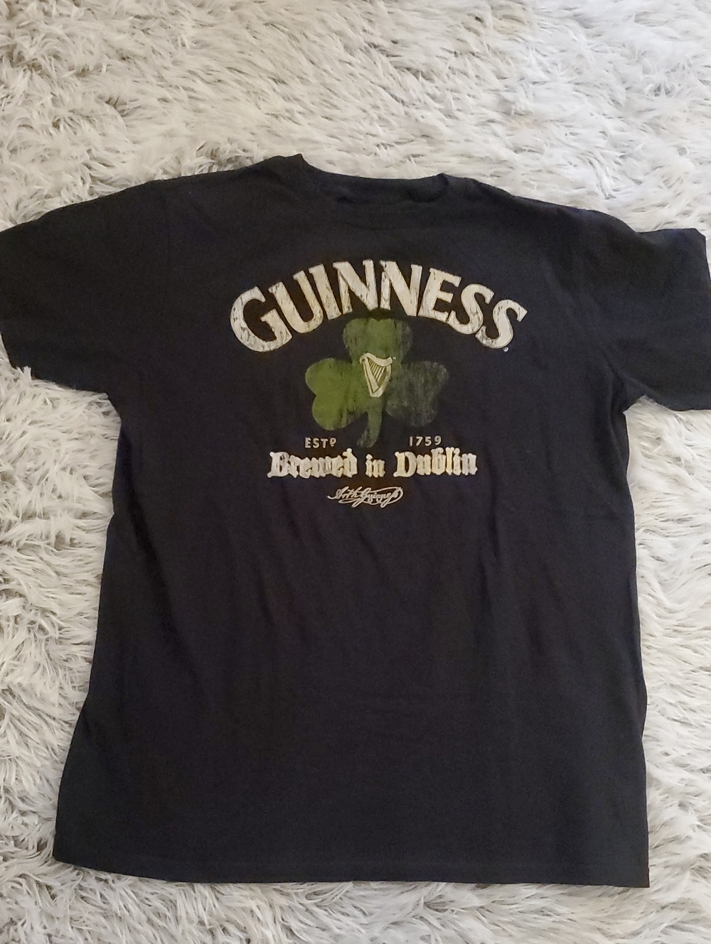 *Guinness Black Short Sleeve Tee with Green Shamrock Logo*